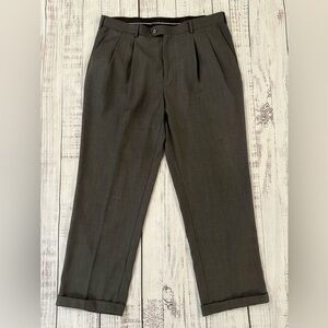 Geoffrey Beene Men's 40x30 Pleated Gray Dress Suit Pants Cuff Hem. Button & Tab